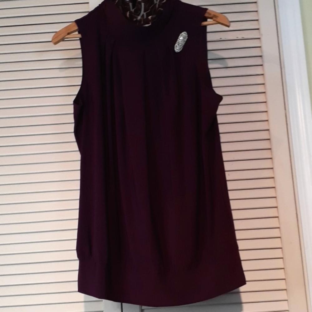 Eggplant Per Seption Sleeveless Blouse XL